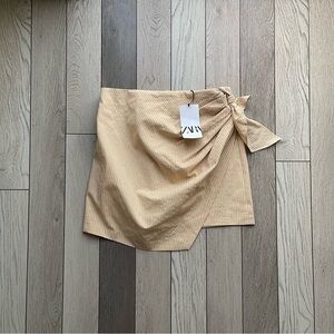 Zara Light Tan Mini Wrap Skirt